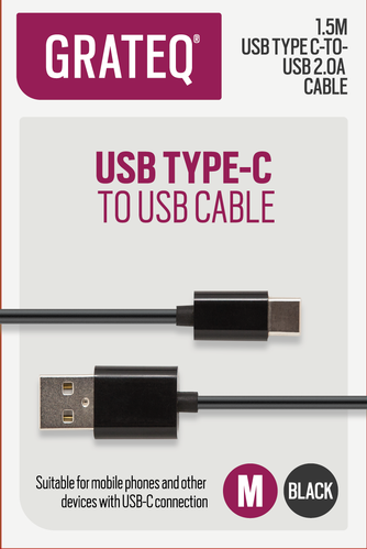 USB Type C to USB Cable GRATEQ black