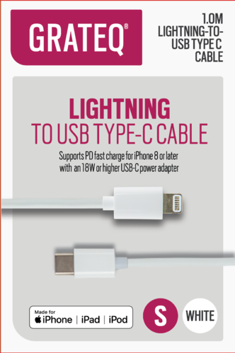 GRATEQ USB-C - MFI -Lightning PD Cable 1m GRATEQ