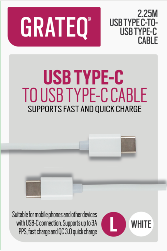 GRATEQ USB-C/USB-C QUICK Cable, 2.25m