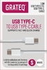 GRATEQ USB C/MICRO USB -KAAPELI 1.5M VALKOINEN