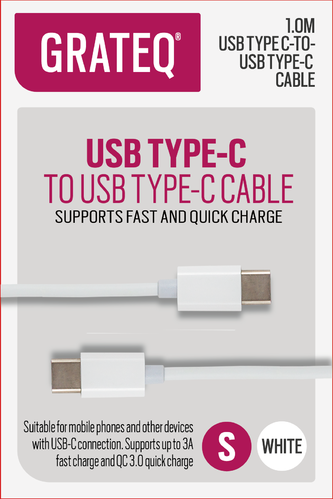 GRATEQ USB C/MICRO USB  -CABLE 1,5m white