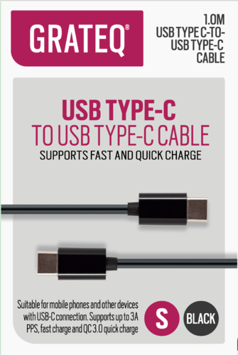 GRATEQ USB C/USB C -CABLE QC 1M black